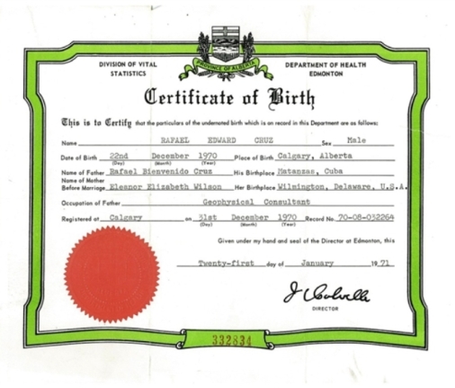 Ted Cruz birth certificate